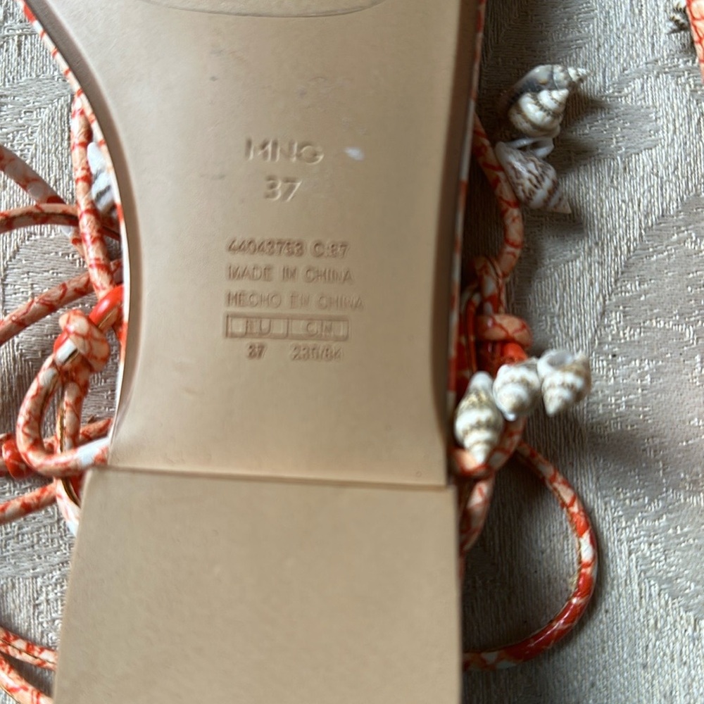 Mango MNG Orange Strappy Shell Sandals with Cage Design size 6.5 - Picture 9 of 10